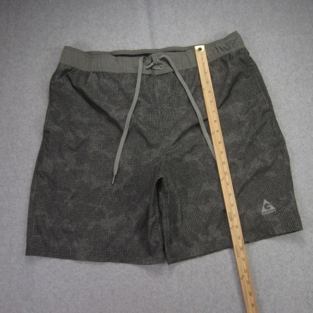 Gerry Mens 37 Swim Trunks Gray Camo AOP Hybrid Lined Boardshorts Built In Brief